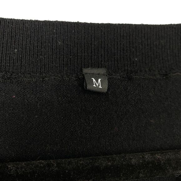 ARACH & CLOZ Women V Neck Sweater size Medium Black Texture Knit Long Sleeve - Picture 6 of 9